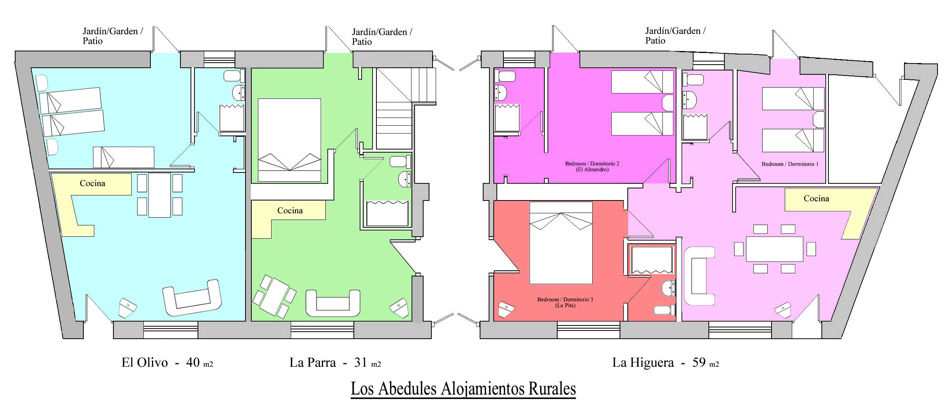 Floor plan of the 3 apartments